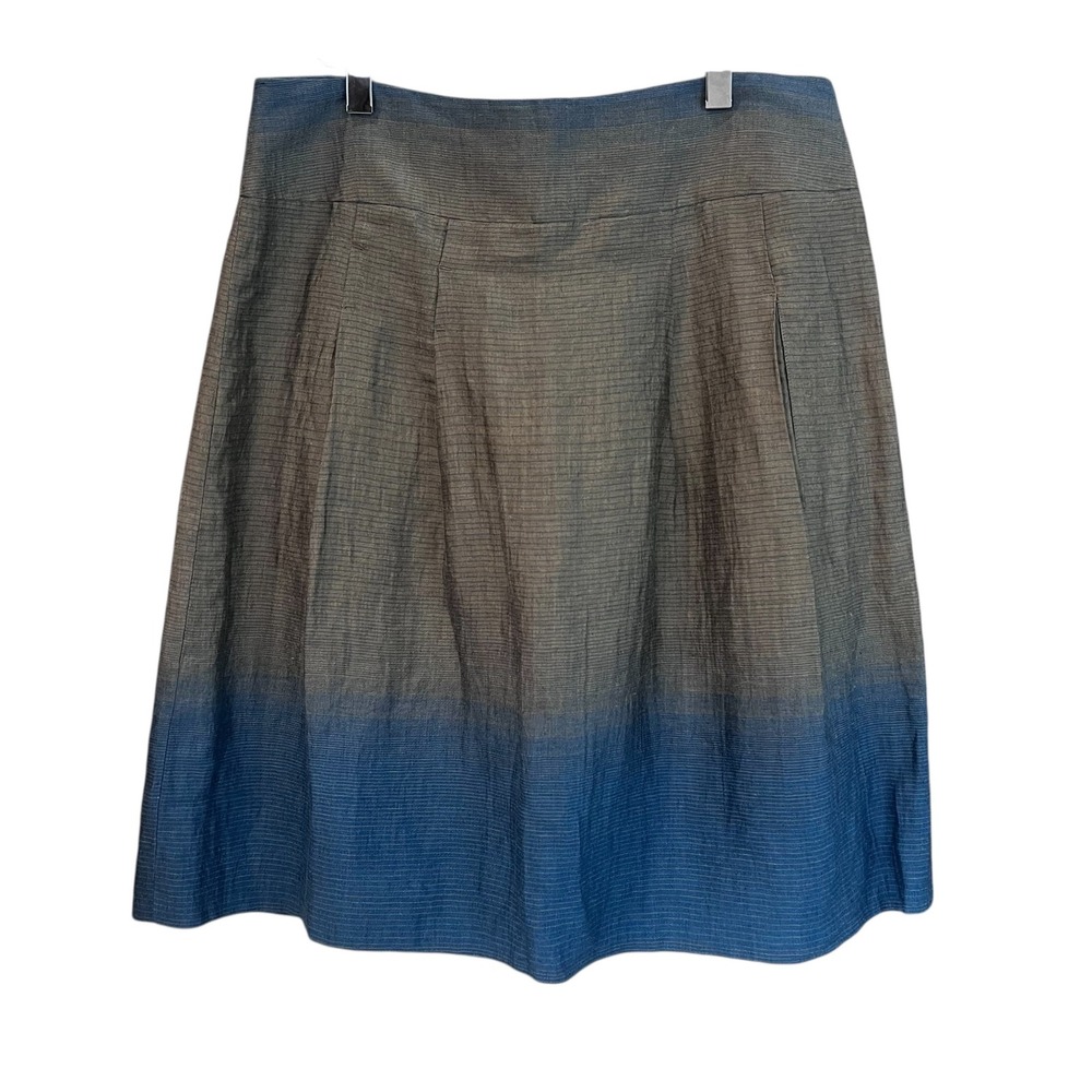 Vince Blue Gray Ombré Skirt Linen Cotten A Line Size 10